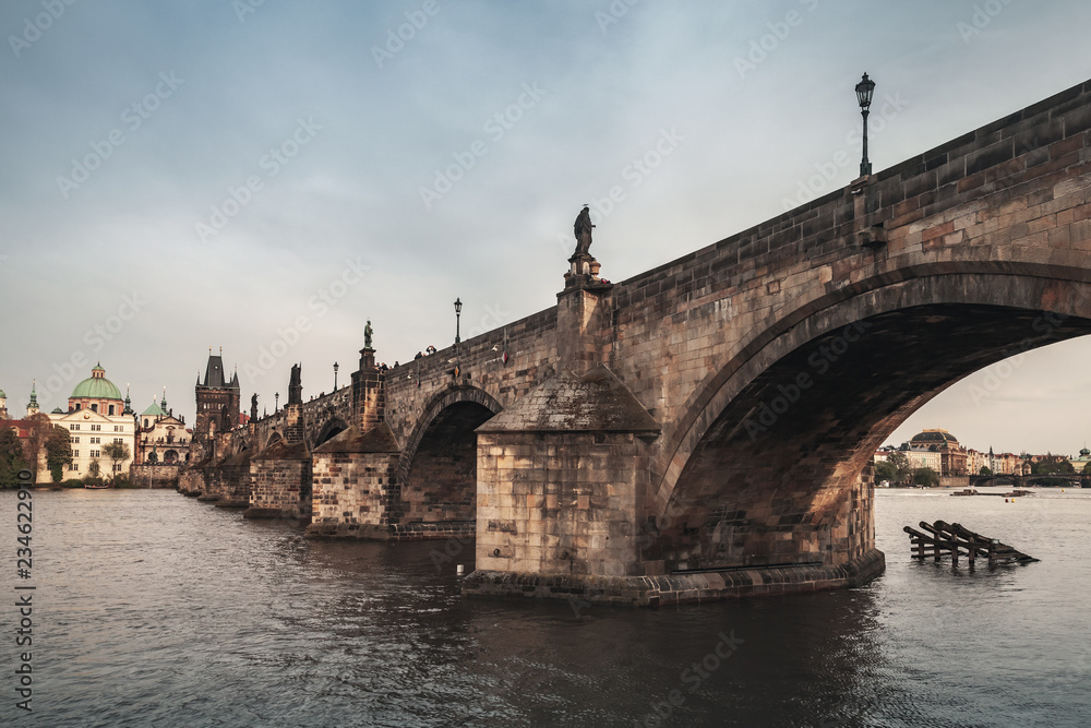 Charles Bridge over Vltava river. Prague
