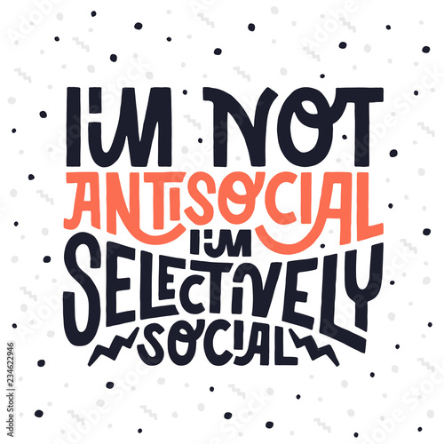 Bold hand-drawn lettering about introvert personality. Vector illustration.
