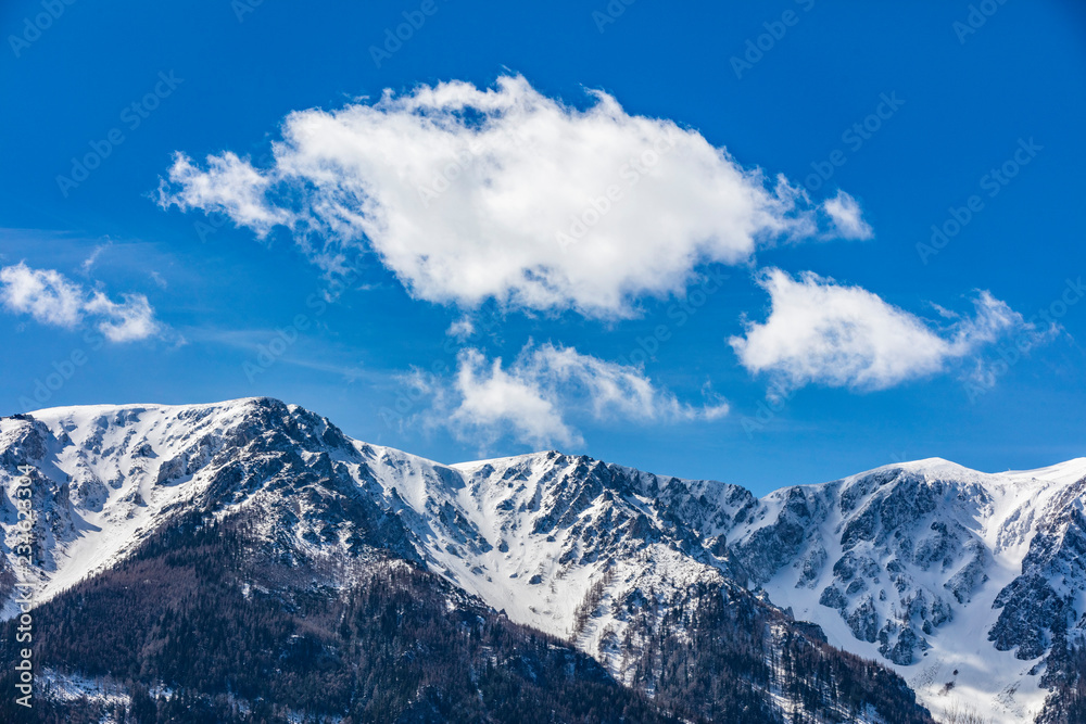 snow covered mountain tops 