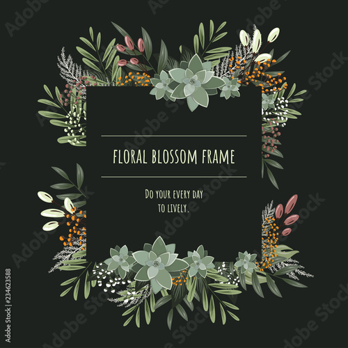 The square floral frame for invitation cards and graphics.