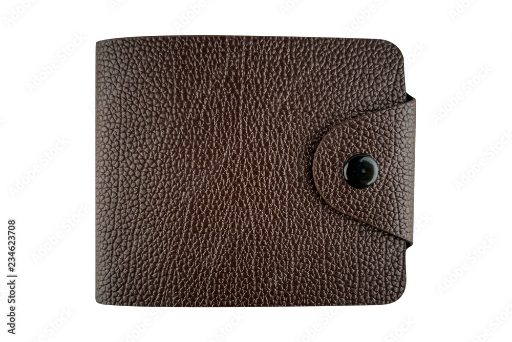 Man brown leather wallet. Stylish closed wallet isolated on white background, clipping path included Man brown leather wallet. Stylish closed wallet isolated on white background, clipping path included