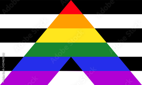 Straight ally pride flag - mix of LGBT and heterosexual communities signs photo