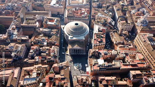 Canvas Print Aerial drone view of iconic Pantheon basilica built as a temple to all the gods