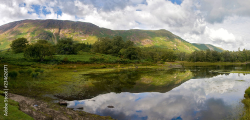 Catbells and Maiden Moor reflection in Derwent Water, Lake District, Cumbria, England