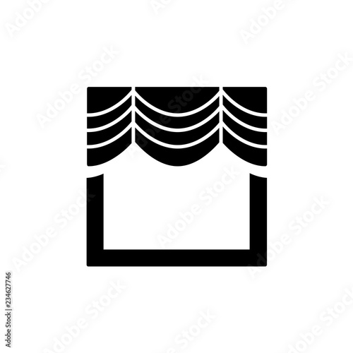 Vector illustration of fabric window curtain with drapery. Flat icon of murphy shade. Isolated object