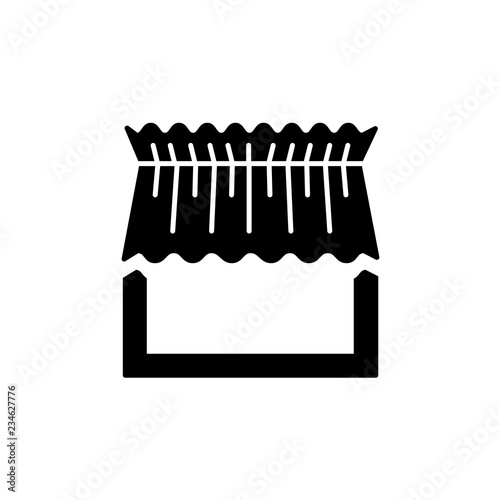 Vector illustration of fabric curtain.  Flat icon of drapery. Cafe & restaurant window decoration. Isolated object