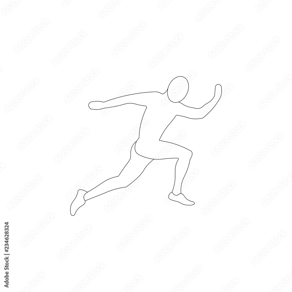 male runner silhouette vector on white background. Healthy sport concept. Line style.
