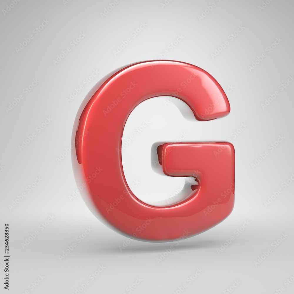 Coral car paint letter G uppercase isolated on white background Coral car paint letter G uppercase isolated on white background