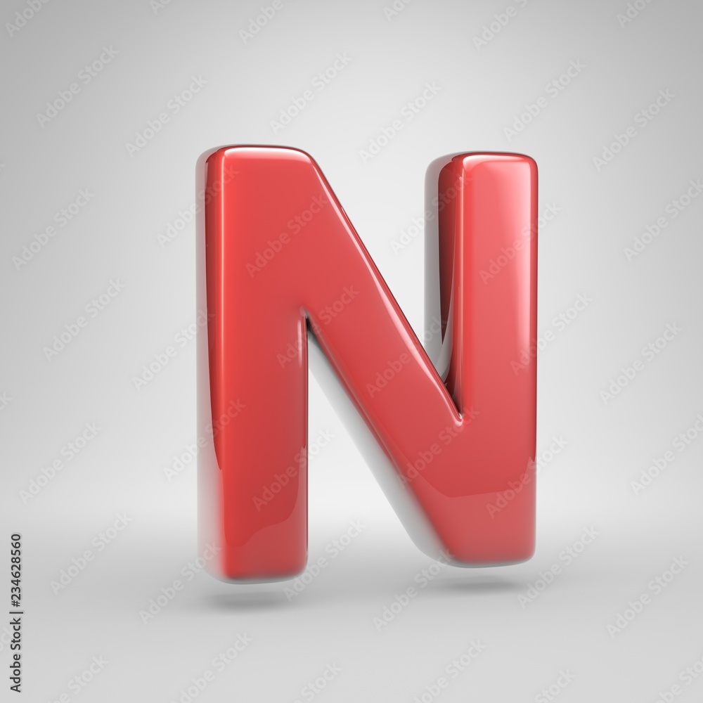 Coral car paint letter N uppercase isolated on white background Coral car paint letter N uppercase isolated on white background