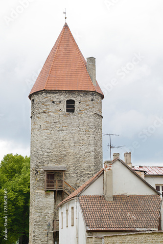 Tower of the medieval wall of Tallinn  Estonia