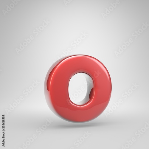 Coral car paint letter O lowercase isolated on white background