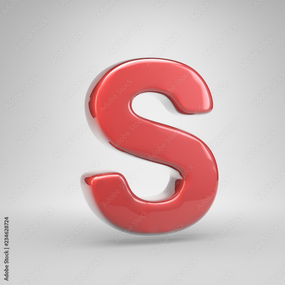Coral car paint letter S uppercase isolated on white background Coral car paint letter S uppercase isolated on white background