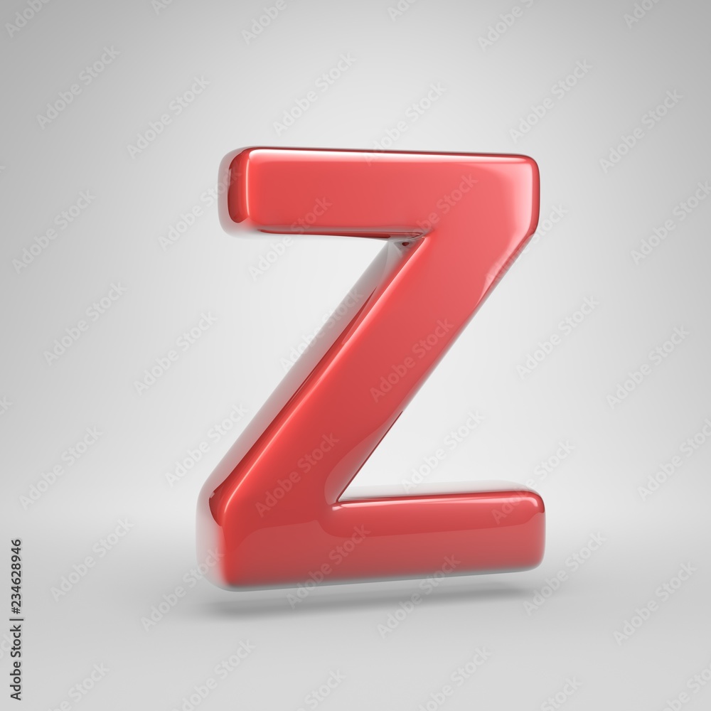 Coral car paint letter Z uppercase isolated on white background Coral car paint letter Z uppercase isolated on white background