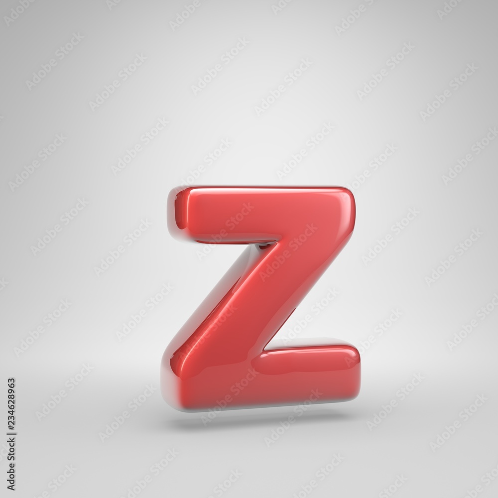 Coral car paint letter Z lowercase isolated on white background Coral car paint letter Z lowercase isolated on white background