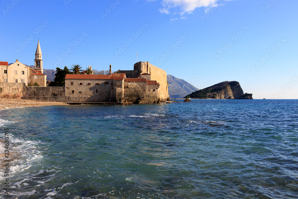view of the old town Budva, Montenegro.