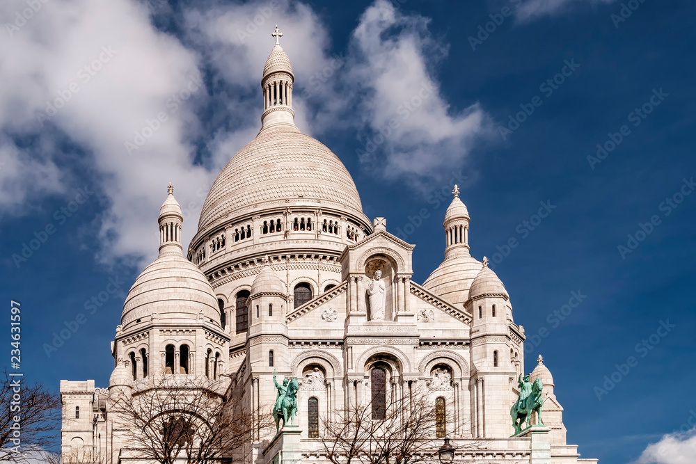 Beautiful view of the Basilica of the Sacred Heart of Paris, commonly known as Sacré-Cœur Basilica, Paris, France 