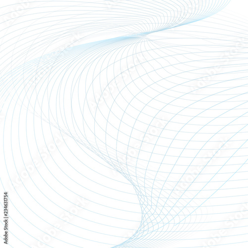 Abstract wavy pattern. Vector scientific concept in blue, gray, white hues. Line art futuristic design. Technology mesh background. Squiggly thin waving lines. Geometric template. EPS10 illustration