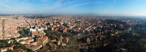 Photography Aerial drone panoramic view from Roman Forum one of the main tourist attractions