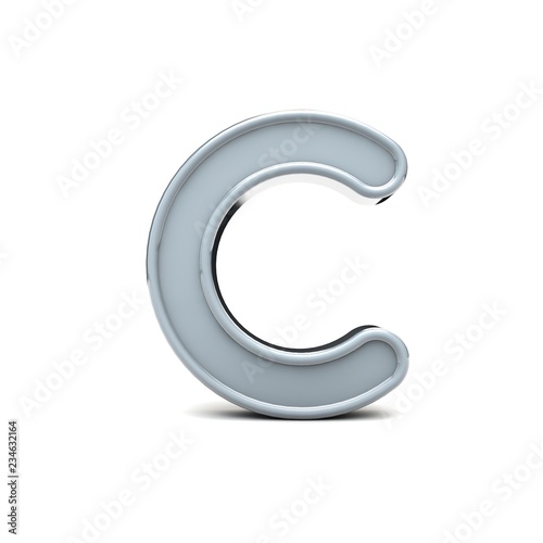 Letter C beveled capital letter. 3D Rendering