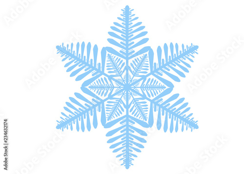 Blue snowflake isolated on a white background. Illustration of snowflakes © ele4448