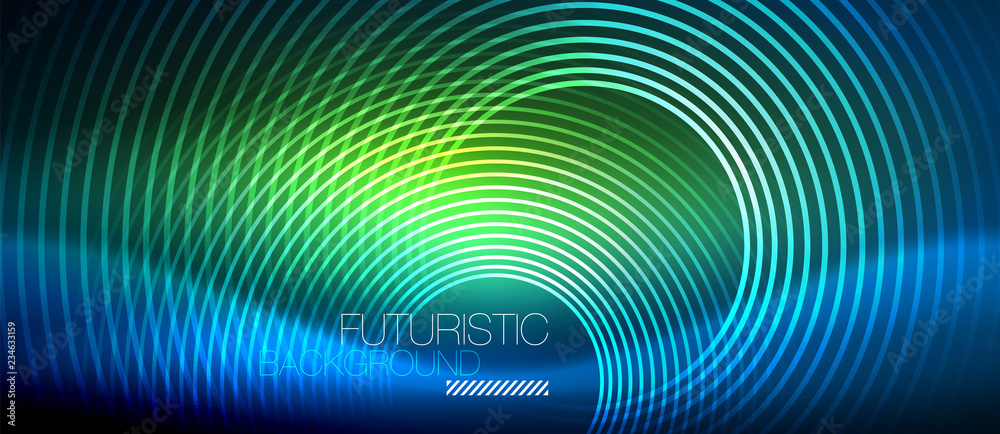 Neon glowing circles background Neon glowing circles background