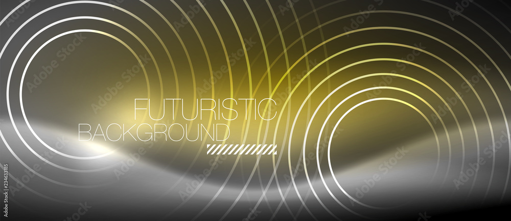 Neon circles abstract background, shiny lines Neon circles abstract background, shiny lines