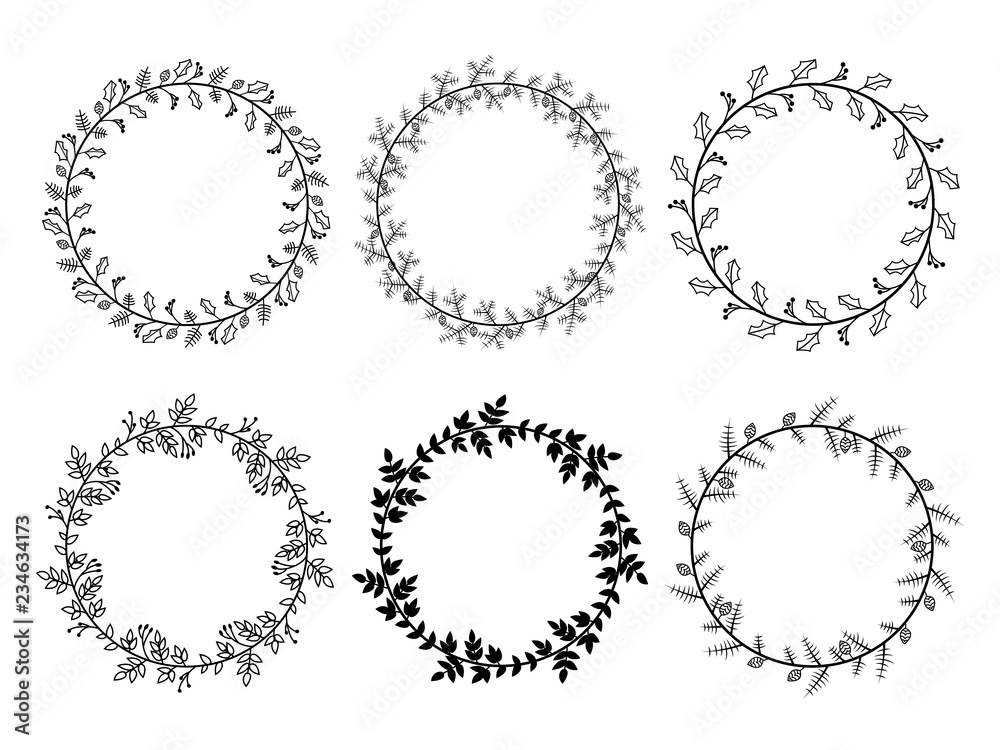 Christmas Laurel Wreaths Vector Collection Christmas Laurel Wreaths Vector Collection
