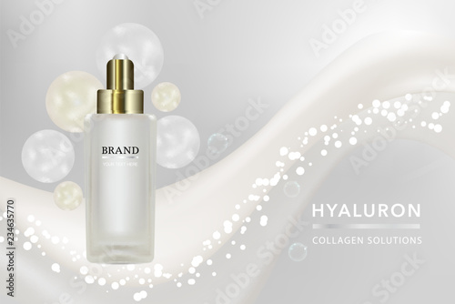 Beauty product, white cosmetic container with advertising background ready to use, luxury skin care ad. illustration vector.	
