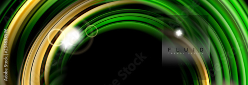 Mixing color waves on black, liquid flowing shapes