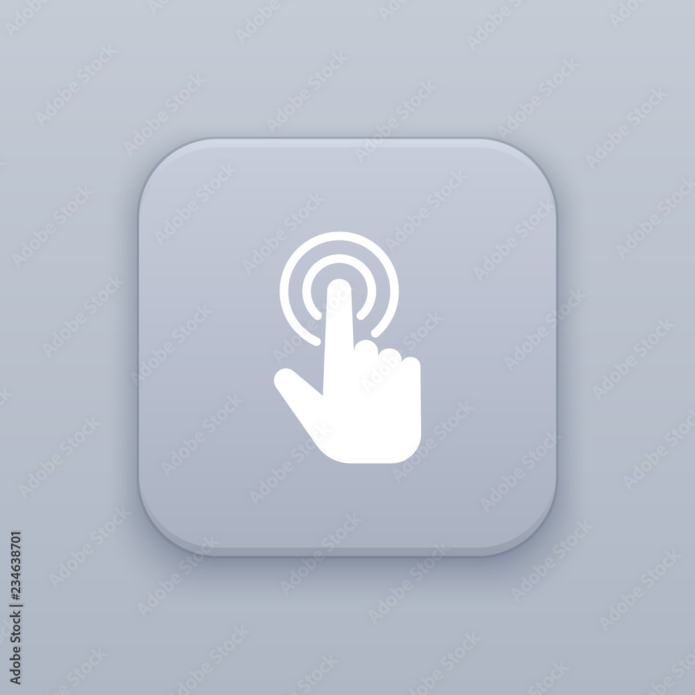 Gesture click gray vector button with white icon Gesture click gray vector button with white icon