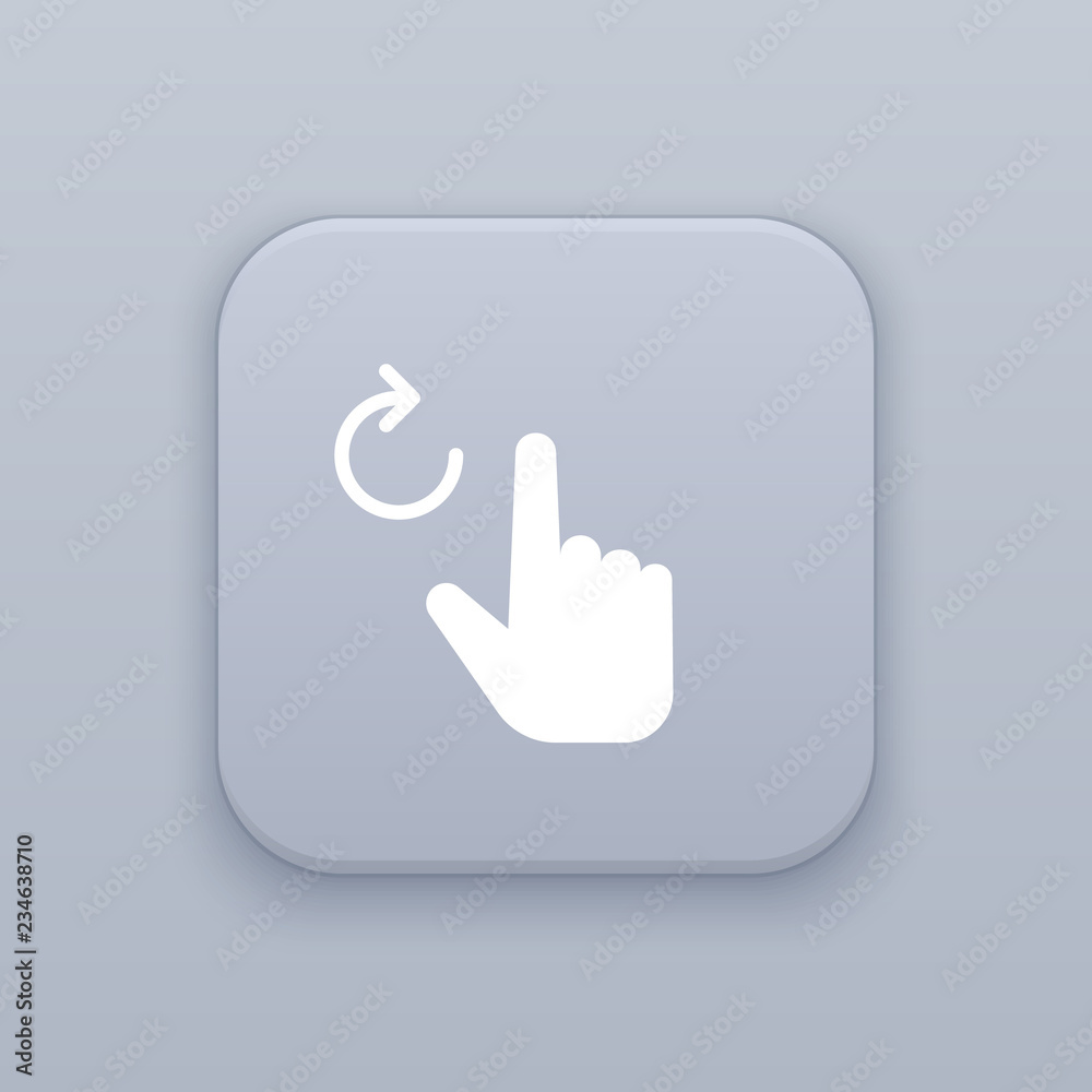 Gesture click reload gray vector button with white icon Gesture click reload gray vector button with white icon