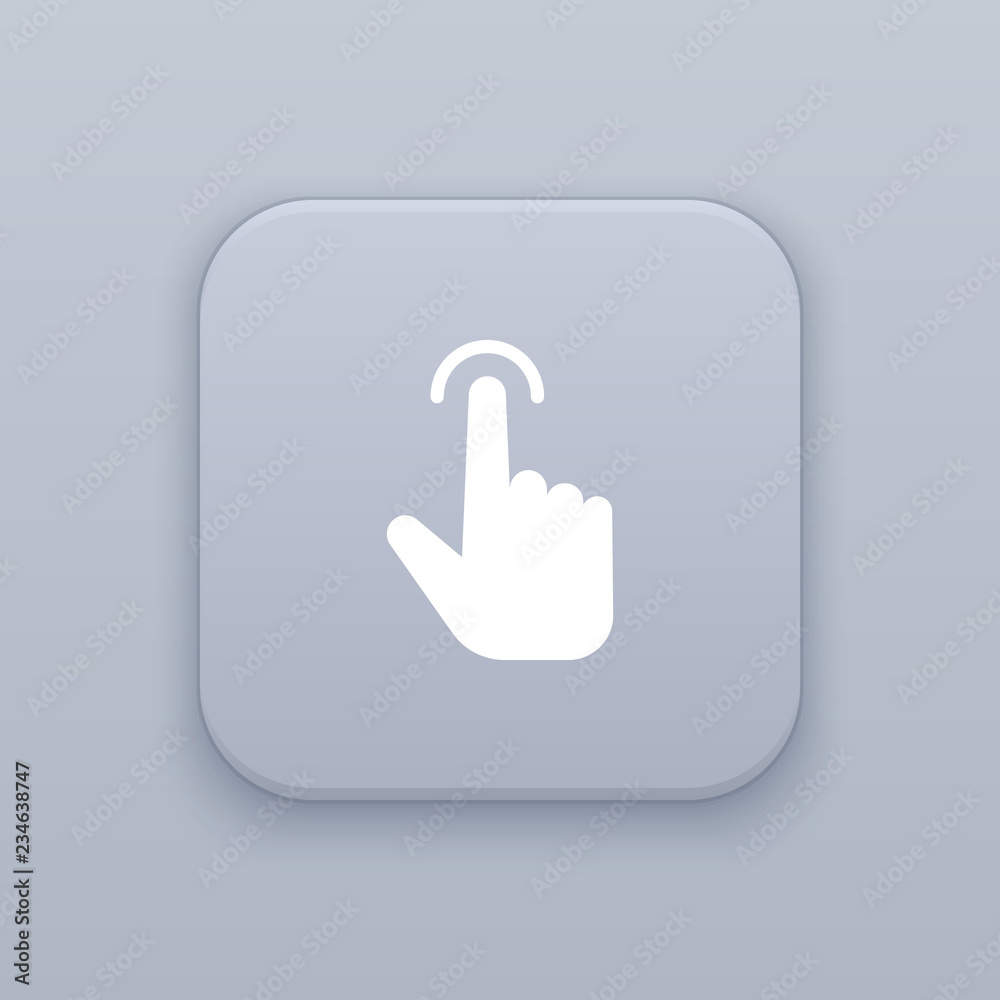 Gesture one click gray vector button with white icon Gesture one click gray vector button with white icon