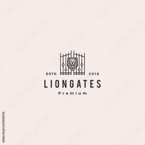 lion gate liongates logo vector hipster retro vintage label illustration