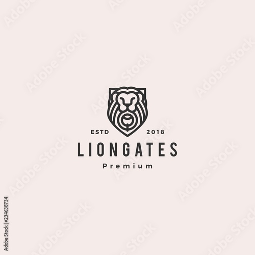 lion gate liongates logo vector hipster retro vintage label illustration