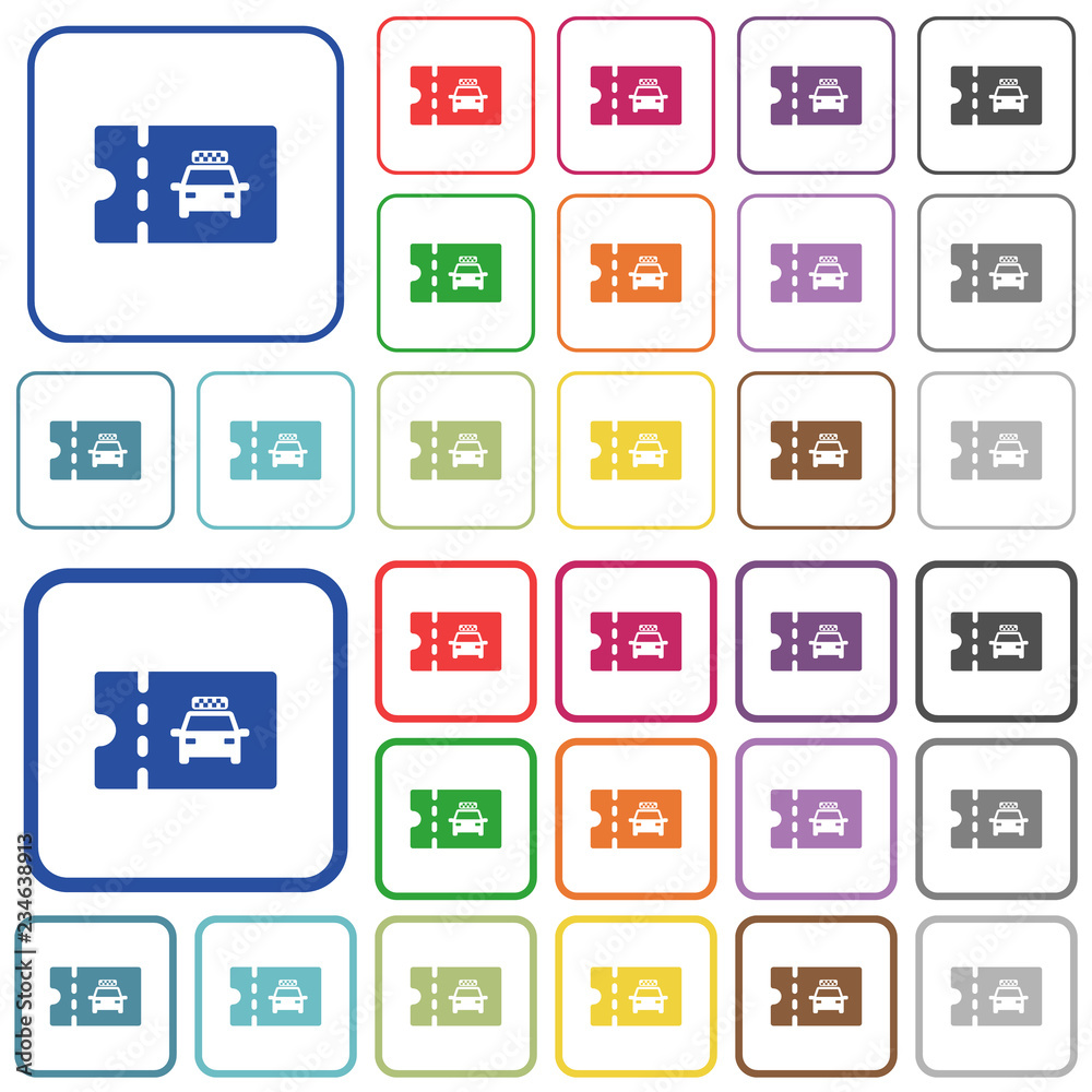 Taxi discount coupon outlined flat color icons Taxi discount coupon outlined flat color icons