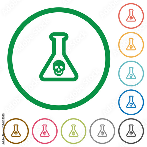 Dangerous chemical experiment flat icons with outlines