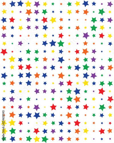 Seamless pattern with colorful stars on white background