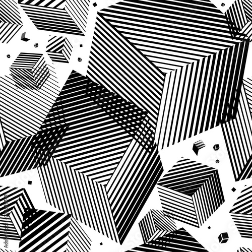 Square pattern. Square geometric background. Strip line squares. Cube. Abstract lines.
