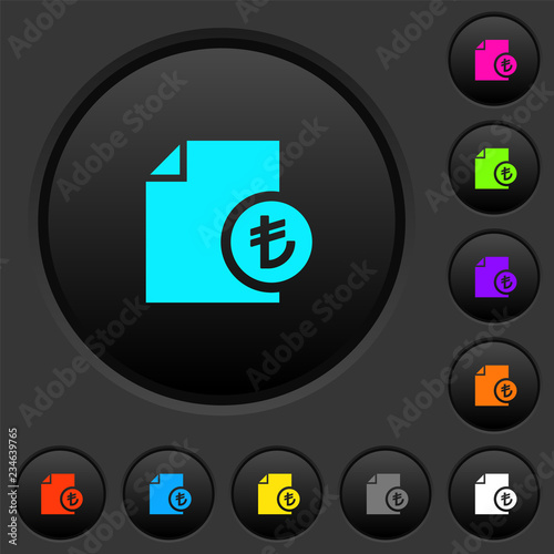 Turkish Lira financial report dark push buttons with color icons