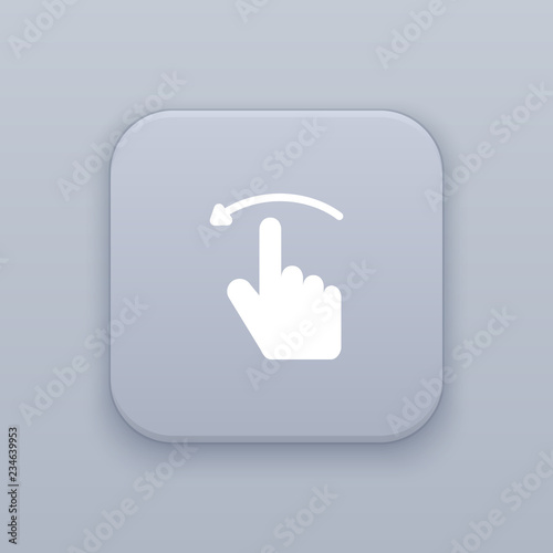 Gesture slide left gray vector button with white icon