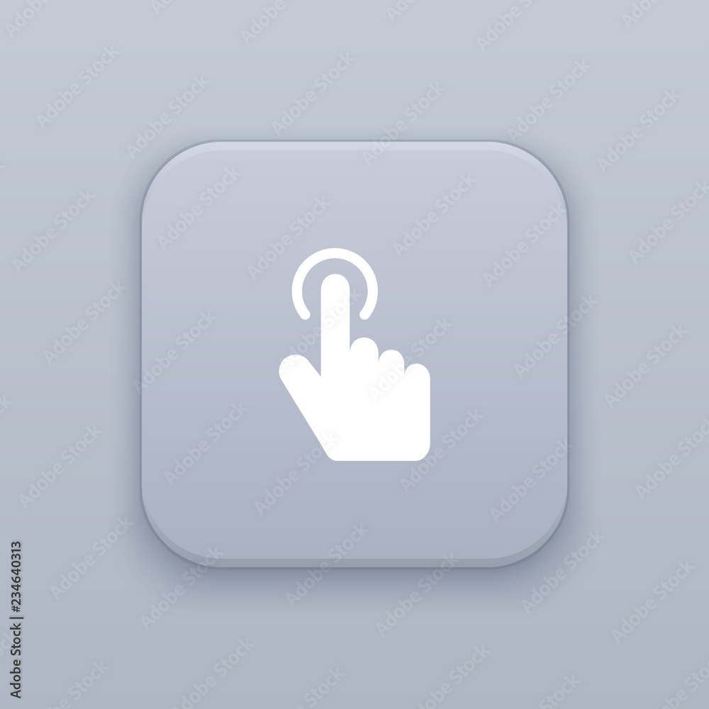 Touch hand gray vector button with white icon Touch hand gray vector button with white icon