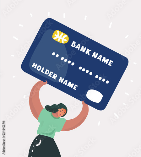 Woman with heavy credit card debt concept