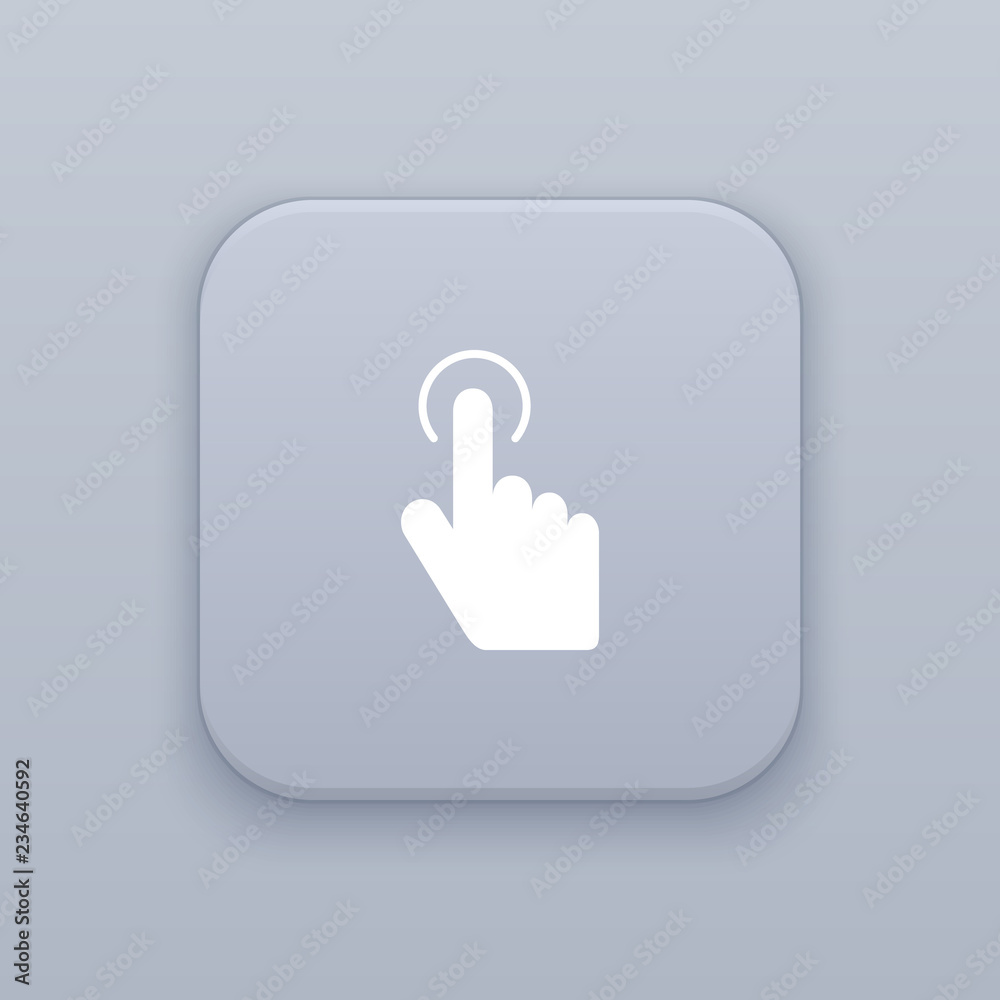 Gesture click gray vector button with white icon Gesture click gray vector button with white icon