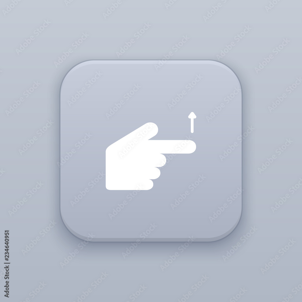 Gesture hand slide up gray vector button with white icon Gesture hand slide up gray vector button with white icon