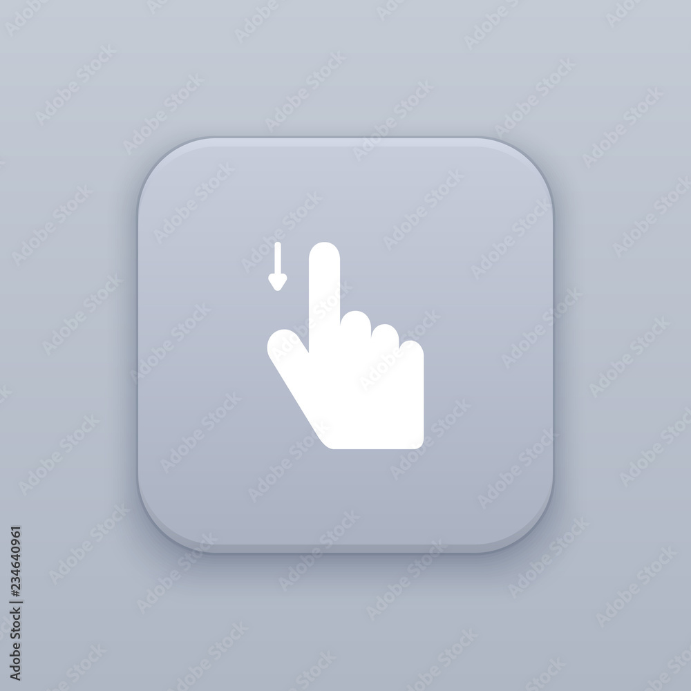 Gesture slide down gray vector button with white icon Gesture slide down gray vector button with white icon