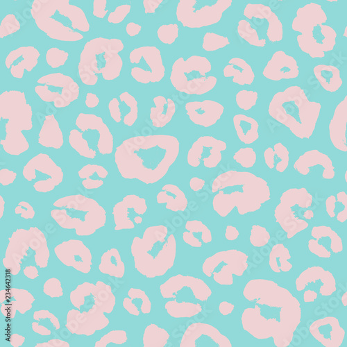 Leopard skin print seamless pattern background. Animal fur spot abstract camouflage texture.