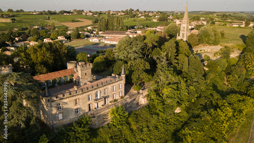 Aerial view, Sainte Croix du Mont, Gironde, Nouvelle Aquitaine