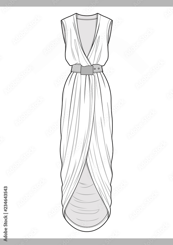 DRESS Fashion technical drawings vector template