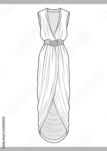 DRESS Fashion technical drawings vector template