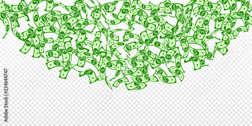 American dollar notes falling. Floating USD bills 
